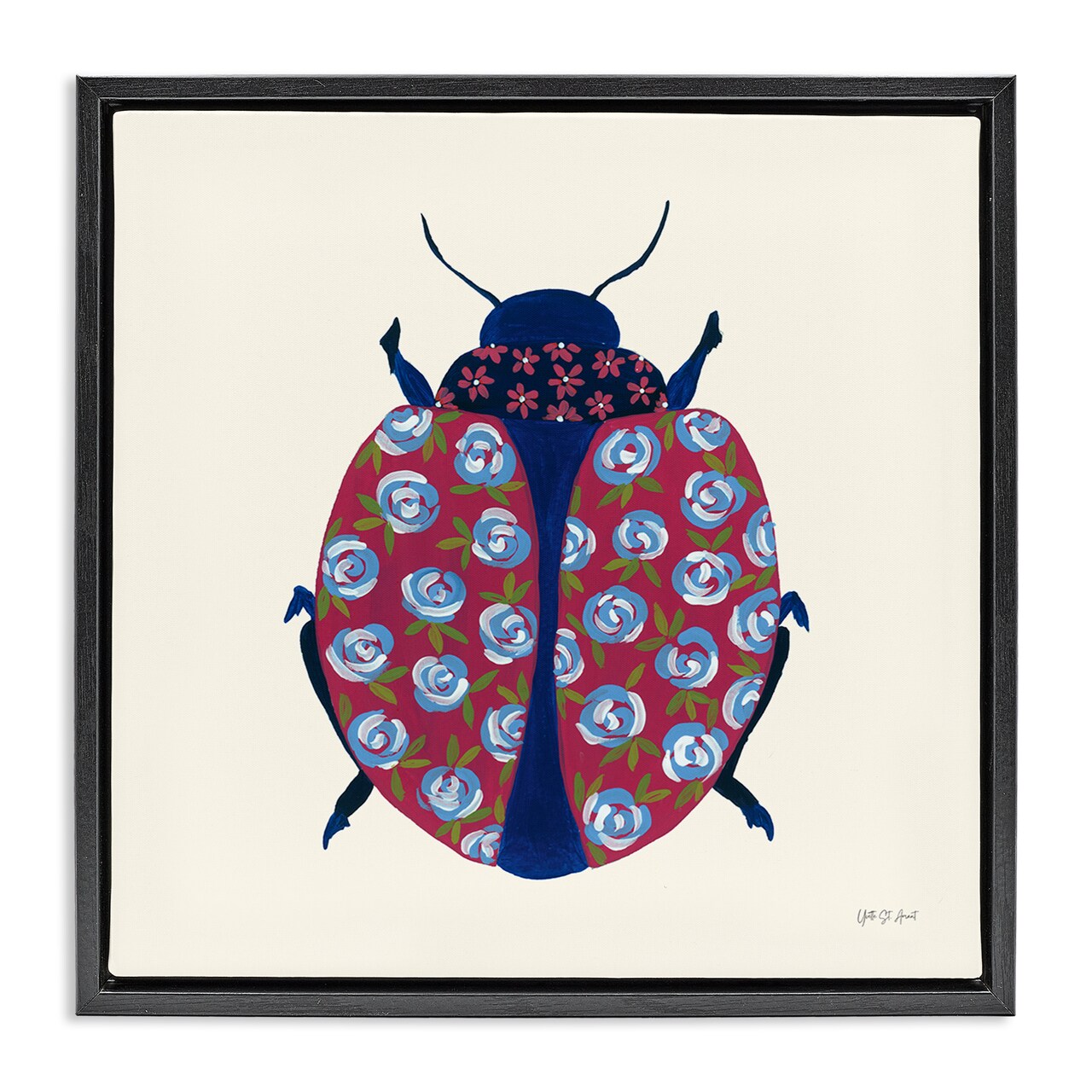 Stupell Industries Rose Blooming Beetle Floater Framed Canvas Wall Art Design by Yvette St. Amant